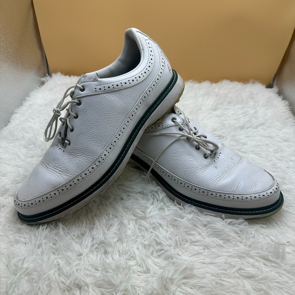 Adidas Adicross Classic Golf Shoes White Green Leather Spikeless FV9100 Mens 13